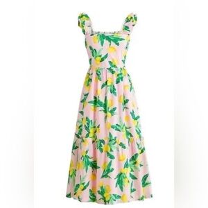J. Crew Pink Maxi Dress with Lemon Print